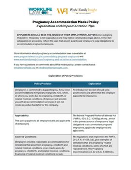 Pregnancy Accommodation Model Policy-Explanation and Implementation